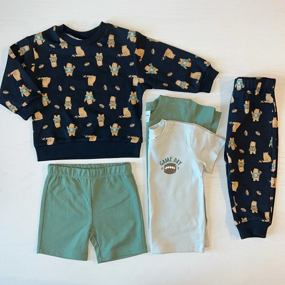 Petit Lem Baby Boy 5 Piece Football Bear Set 18 months